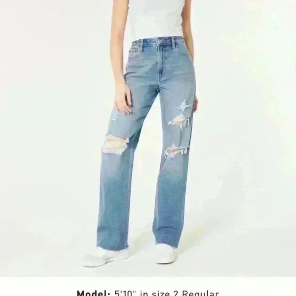 HOLLISTER DISTRESS/RIPPED ULTRA HIGH-RISE DAD JEAN VINTAGE STRETCH W 25 L 31 1R - Picture 11 of 12